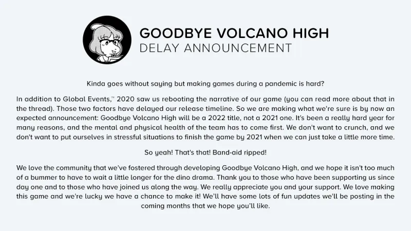 Goodbye Volcano High Pushed To 2022